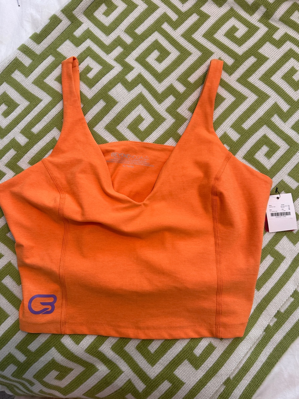 BNWT Beyond Yoga Size XL Bright Orange Cropped Tank Sports Bra